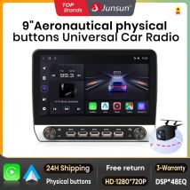 Junsun 10-calowy uniwersalny bezprzewodowy CarPlay dla Apple Android Auto, inteligentny ekran radia samochodowego do Forda, Peugeota, Citroena, Fiat