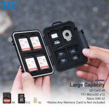 JJC 22 Slots Memory Card Case Holder Organizer for 12 TF Micro SD Card + 8 SD SDHC SDXC Card + 2 Nano SIM Card Storage Card Case
