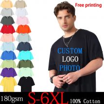 Kostenloser Druck 180 g/m2 100 % Baumwolle Kurzarm Tops T-Shirt Custom Order Choice Yourself Unisex O-Ausschnitt Herren T-Shirt Plus Größe S-6XL