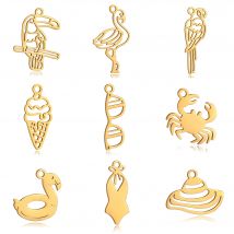 5 pezzi fenicottero/costume da bagno/cappello/tucano uccelli mare spiaggia pendenti per fai da te creazione braccialetto collana orecchino accessori gioielli che non sbiadiscono
