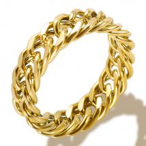 Punk Chunky Edelstahl wasserdicht 6mm dicke kubanische Bordstein glieder Ketten ringe für Frauen Männer Paar Schmuck