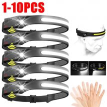 1-10PCS LED Sensor Headlamp Built-in Battery USB Rechargeable Head Flashlight Headlight Head Torch Camping Fishing Search Light