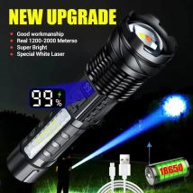 XHP70 Leistungsstarke LED-Taschenlampe mit 10 Modi, wiederaufladbare Taschenlampe, taktische Zoom-Taschenlampe, Outdoor, Camping, Angeln, Suchscheinwerfer