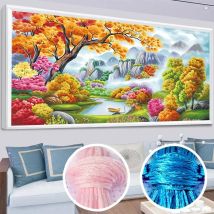 Peach Blossom Garden ​​Pattern DIY Cross Stitch Complete Kits Printed Canvas Embroidery Cotton Thread Needlework Home Decoration