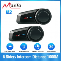 2PCS Maxto M2 Motorrad Helm Bluetooth Headset Intercom 6 Fahrer 1000M Intercom Unterstützung FM MP3 Wasserdicht IP67