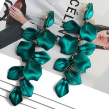 Koreańska moda akrylowy płatek kwiatu frędzle zwisają kolczyki dla kobiet luksusowe Vintage wróżka