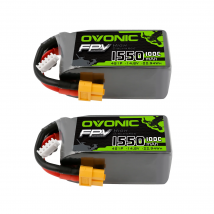 Batteria Lipo OVONIC 4s 100C 1550mAh 14,8V Batteria Lipo con connettore XT60 per quadricottero RC FPV Racing Drone (2 confezioni)