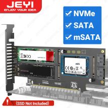 Scheda adattatore JEYI NVMe NGFF e mSATA SSD PCIe 4.0/3.0, convertitore 3 in 1 da NVME a PCIE/M.2 SATA SSD a SATA III/mSATA a SATA