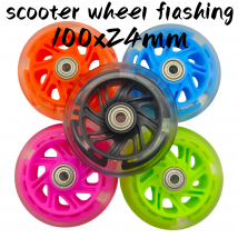 Ruota scooter di spedizione gratuita lampeggiante ruota in PU da 100 mm con cuscinetto 100x24mm 2 ruote/lotto