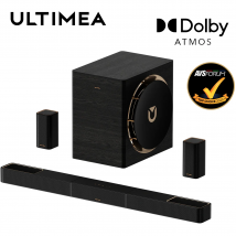 ULTIMEA 7.1.4 System dźwięku przestrzennego Soundbar TV z Dolby Atmos i sterowaniem przez aplikację, domowy głośnik Bluetooth z bezprzewodowym subwooferem 10-calowym