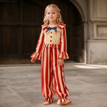 Tutina natalizia per bambini Pagliaccio a righe Set di caramelle Costume cosplay Ragazze Ragazzi Pagliaccio Tutina Festa di carnevale di Halloween Carnevale 2025