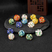 12mm große Murano Blume klar rot weiß Lampwork Glas lose Spacer Perlen für Schmuck Herstellung Armband Anhänger DIY Zubehör