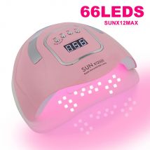 SUNX12 Max Lampada per unghie Rosa Essiccatore per unghie per manicure 66 LED Luce UV Quick Cure Lampade per unghie Autosense con base