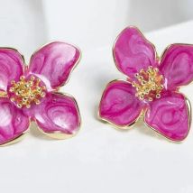 Obega Fuchsia Epoxy Blume Ohrringe Stud Koreanische Blumen Frauen Ohrring Post Frühling Sommer Neue Trendy Mädchen Nette Schmuck