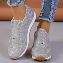2025, vulkanisierte Damenschuhe, Mesh, leicht, weich, Sportschuhe, Damen, flacher Boden, multifunktionale Wanderschuhe in Silber und Gold