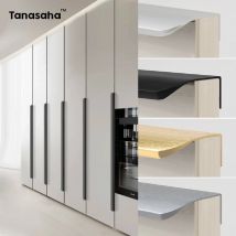 Schwarze versteckte Schrankgriffe, Küchenschrank, Türknauf und Griff, Aluminiumlegierung, Kleiderschrank, Schublade, Griffe, Möbelbeschläge