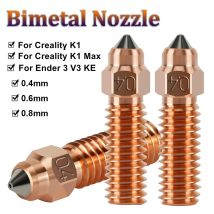 1/2/3 stücke Bimetall Düse Für Ender 3 V3 KE Creality K1 K1 Max 3D Drucker Teile K1 bi-metall Kupfer Gehärtete Stahl Düsen