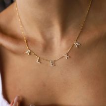 Benutzerdefinierte Zirkonia Initialen Namen Halskette Edelstahl Gold Farbe zierliche Buchstaben personalisierte Halskette Frauen eleganten Schmuck