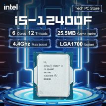 Processore CPU Intel Core i5 12400F a 6 core (6 P-core) a 12 thread 2,5 GHz 65 W 7 NM L3 = 18 M LGA 1700 Nessun dispositivo di raffreddamento