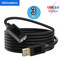 Langes USB 3.0-Verlängerungskabel – 3 m Hochgeschwindigkeits-USB 3.0-Kabel, USB-A-Stecker auf Buchse, 4,8 Gbit/s, Hochgeschwindigkeits-USB 3.0-Verlängerungskabel M/F