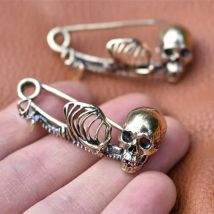 Dunkle Retro Gothic Totenkopf Sicherheitsbroschen Decken Schals Pullover Pin Halloween Vintage Schmuck Zubehör