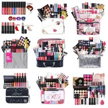 POPFEEL Makeup Full Kit Weibliches Make-up-Set Lidschatten Lidschatten-Palette Lipgloss Mascara Eyeliner Pinsel Tasche Make-up für Frauen