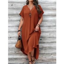 2024 Frühling und Sommer grenzüberschreitendes europäisches und amerikanisches neues großes Damenmode-Casual-Kleid mit V-Ausschnitt für Frauen in Übergröße