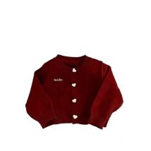Children Girls Sweater Cardigan Autumn Embroidery Love Button Kid Baby Girl Coat Red 1-6Y Toddler Girls Knitted Open Stitch Coat