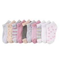 10 pairs adorable kid's socks - comfortable socks suitable for boys and girls, featuring stripes and heart-shaped patterns