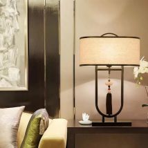 Neue chinesische Art Schlafzimmer Nachttisch lampe moderne Hotel Wohnzimmer kreative Studie Schalt stoff Tisch lampe