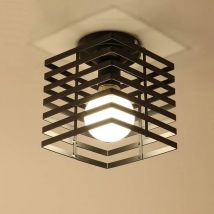 Lámpara de techo vintage, iluminación de techo industrial E27, pantalla de metal, diseño de jaula, lámparas colgantes de cubo, lámparas de techo retro