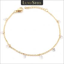Luxusteel Edelstahl Armbänder für Frauen vergoldet Silber Farbe Charme Zirkonia Glieder kette Armbänder Pulsera Collier