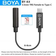 BOYA BY-K4 6cm 3,5mm TRS hembra a tipo C macho micrófono Cable adaptador de Audio para Android teléfono móvil PC ordenador dispositivos USB-C