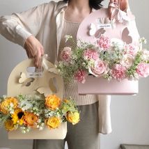 Tragbare Hochzeitsgeschenkboxen, 3D-Schmetterlings-Tragetasche, rosa Blumenarrangement, Geschenkpapier, Paket, Blumenstrauß, Taschen