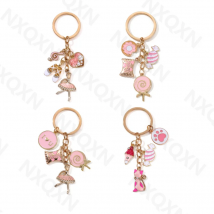 Hübscher rosa Süßigkeiten-Schlüsselanhänger „I Love You“, Katzenpfoten-Herz-Schlüsselanhänger, hübscher Tänzer-Notiz-Schlüsselanhänger für Frauen, Freundin, Geschenk, handgefertigtes Schmuckset