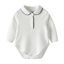 Neugeborenen Baby Dreieck Strampler Jungen Mädchen Weiß Revers Langarm Overall Reine Baumwolle Kleidung Säuglings Onesie