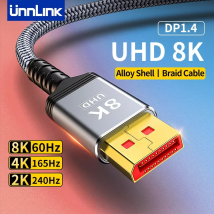 Unnlink DisplayPort Cavo DP 1.4 8K 60Hz 4K 165Hz Treccia Ad Alta Velocità Compatibile DP1.2 per PC Laptop a TV Monitor 1m 1.5m 2m 3m 5m