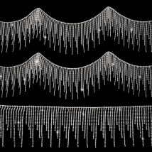 45/90cm Rhinestone Crystal Tassel Trim Belt Beaded Rhinestone Ribbon Tassel Chain for Jeans Clothing Accessories DIY Decoration