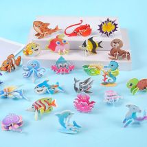 30PCS 3D Mini Dinosaur Cartoon Car Paper Jigsaw Puzzle Fun Animal DIY Toys for Birthday Party Favors Kindergarten Rewards Gifts