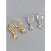 VENTFILLE 925 Sterling Silver  Starfish Hoop Earring for Women New Personality Trendy Starfish Earrings