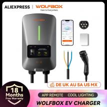 WOLFBOX Stazione di ricarica EV W3 Tipo 2 7KW 32A Caricatore per auto per veicoli elettrici monofase Wallbox con schermo LCD Scheda RFID di controllo APP