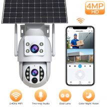 JOOAN-cámara de seguridad WiFi de 4MP para exteriores, cámara IP Solar inalámbrica de doble lente, visión nocturna PIR, seguimiento automático de batería, CCTV