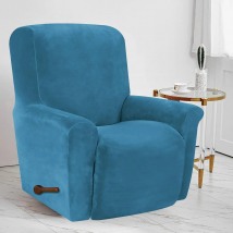 Battilo Waterproof Recliner Chair Cover Elastic Plush Lazy Sofa Cover Massage Chair Covers with Pocket Stretch Plaid Slipcover