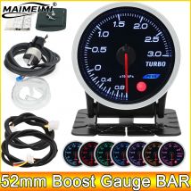 AD Boost Gauge BAR PSI Kpa 8 Colors Backlight 52mm Turbo Boost Meter With Sensor Gauge Car Accessories