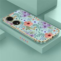 Cassa Del Telefono di Placcatura di Lusso Per OPPO A98 A58 A38 A78 A76 A36 A83 A91 A92 A93 A94 A37 A39 A59 Antiurto Fiori Modello Della Copertura Posteriore