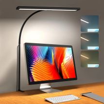 LED-Schreibtischlampe für Büro und Zuhause, augenschonende Schreibtischlampenlampe mit stufenloser Dimmung, verstellbarem, flexiblem Schwanenhals und heller Farbe