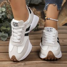 Scarpe casual stringate eleganti di nuovo stile alla moda da donna primavera/autunno punta tonda suola spessa scarpe sportive comode antiscivolo