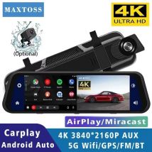 10" 4K 2160P Dash Cam Carplay Android-Auto Auto DVR Dual Len 5G Wifi GPS BT FM Video Drive Recorder Stream Spiegel Dashcam Kamera