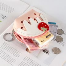 Schöne Zipper Strawberrys Schlüsselanhänger Geldbörse Multifunktionale Tragbare Mini Lagerung Tasche Für Kopfhörer Schlüssel