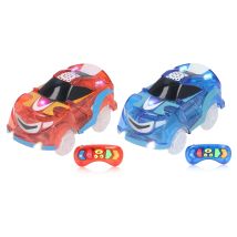 RC Light Up Track Cars Tracks Cars 6 LED Lights Remote Control Light Up Track Cars with Music for Children